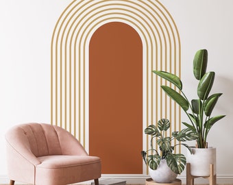Boho Striped Arch Wall Decal - Two Color Living Room Decor (56”x83”)
