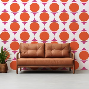 Mid Century Decals, Circle Decals, Modern Wall Decal, Geometric Pattern Decor, Removable Retro Decal, Mcm Art, Decor for Renters