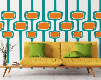 Mid Century Decals, Modern Geometric Wall Pattern, Mcm Decal, Mod Shapes Wall Decal, Retro Wall Decal, Mid Century Decor, Retro Wall Pattern