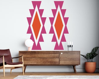 Aztec Geometric Wall Decals, Decor for Modern Spaces, Boho Southwestern Decal, Removable Bohemian Decor, Desert Dweller Decor