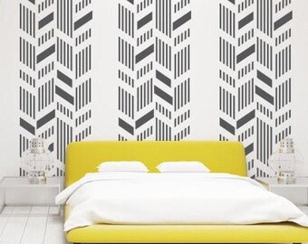 Chevron Pattern Wall Decals, Geometric Decals Decal, Mid Century Modern Wall Art, Retro Decor, Mid Mod Interior Decor