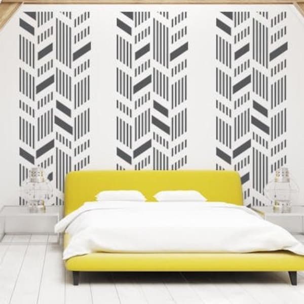 Chevron Pattern Wall Decals, Geometric Decals Decal, Mid Century Modern Wall Art, Retro Decor, Mid Mod Interior Decor