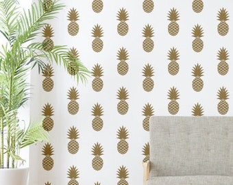 Pineapple Wall Decal, Mid Century Decals, Wall Decal, Pineapple Wall Decor, Tropical Fruit Wall Decal, Hawaiian Wall Decor, Fruit