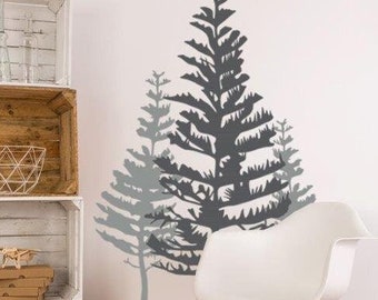 Pine Tree Wall Decals – Rustic Woodland Decor