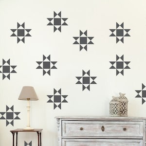 Quilt Shapes Wall Decals -  Country Home Decor, Cottagecore Wall Decor, Craft Room Decals, Gifts for Quilters, Removable Nursery Wall Art