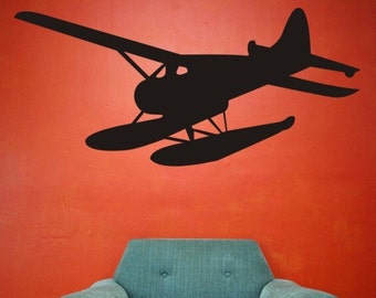 Airplane Wall Decals, Seaplane Removable Decal, Modern Nursery Decor, Aviation Aircraft Hydroplane Wall Decal