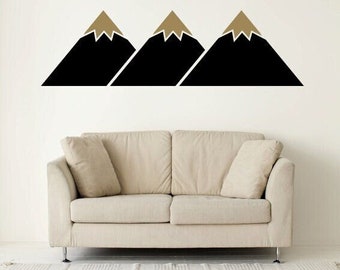 Mountain Wall Decal, Geometric Triangle Decals, Wanderlust Wall Decor, Mountain Range Decal, Minimalist Living Room Decal