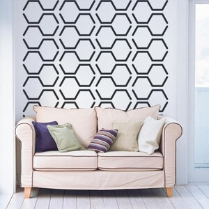 Removable Hexagon Wall Decals - Geometric Pattern Peel and Stick, Modern Wall Art for Nursery, Office, or Home Decor