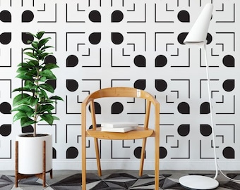 Mid Century Decals Apartment Wall Decor Scandinavian Wall Art Line Wall Decal Geometric Wall Art Line Wall Art Mid Century Decor