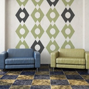Geometric Wall Decal, Mid Century Modern Decor, Retro Wall Decal, Modern Nursery Decor, Geometric Wall Pattern, Apartment Wall Decor