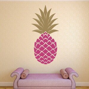 Pineapple Wall Decal, Retro Fruit Decals, Mid Century Tropical Decor, Removable Apartment Wall Decor