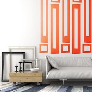 Geometric Wall Decal, Retro Decals, Mid Century Mod Decor, Modern Rectangle Decal, Shapes Nursery Decor, Geometric Dorm Decor