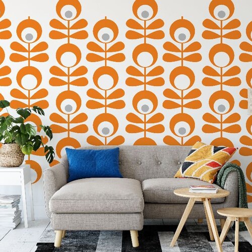 Retro Mid Century Modern Diamond Stripe Vinyl Wall Decal Etsy