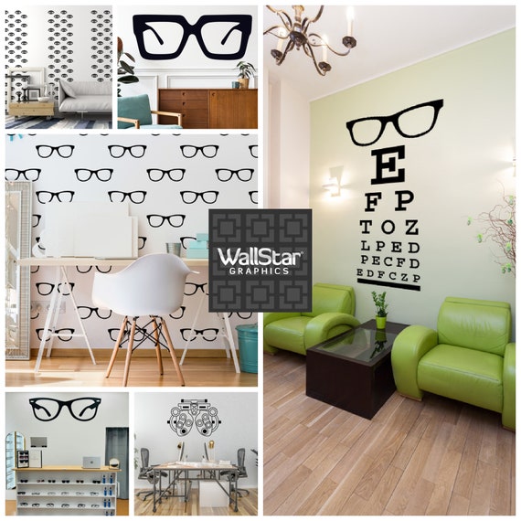 Eye Chart Glasses Wall Decal Removable Optometrist Office 