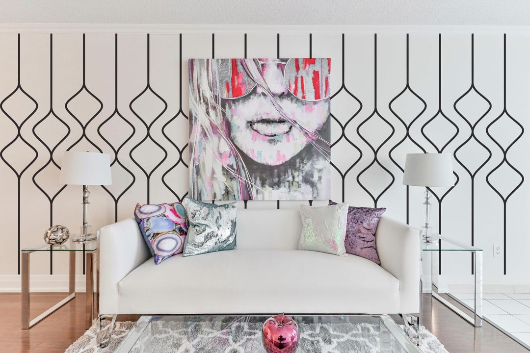 Stunning Textured Grid Patterned Wall Decals For Apartment Living image