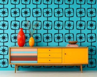 Mid Century Modern Starburst Wall Decals - Retro Geometric Decor
