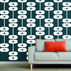 Mid Century Decals, Atomic Star Pattern, Modern Decal, Retro Starburst, Mid Mod Decor, Oval Chain Decal, Retro Shapes Decals