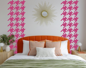 Vinilos decorativos de pared con estampado de pata de gallo: decoración retro de mediados de siglo.