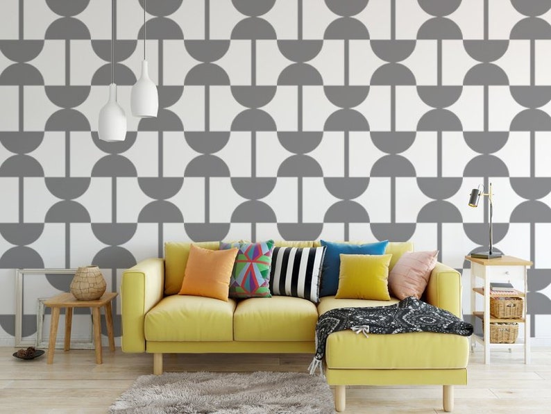 Mid Century Modern Wall Decor Retro Decal Nursery Geometric Pattern Circle
