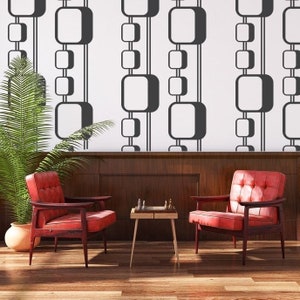 Retro Wall Decal - Squares Decals, Rectangle Decals, Geometric Pattern Modern Home Decor, Mid Century Wall Art, Removable Apartment Decor