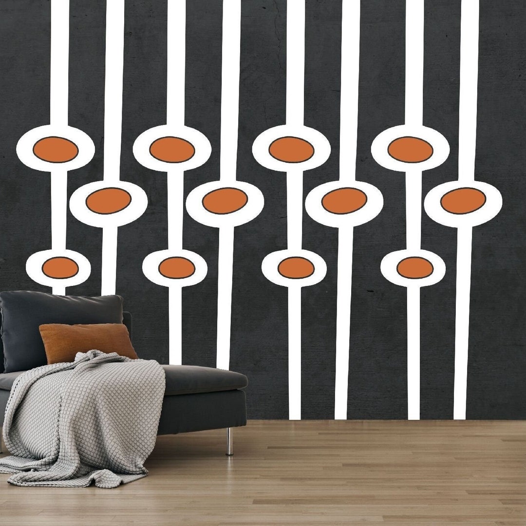 Mid Century Wall Decal, Modern Wall Pattern, Mid Mod Shapes Decals ...