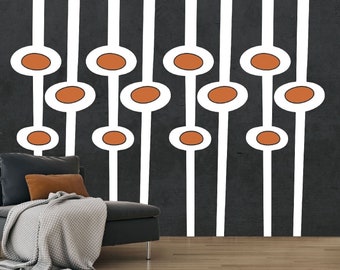 Mid Century Wall Decal, Modern Wall Pattern, Mid Mod Shapes Decals, Retro Decor, Mcm Wall Decor, Retro Wall Pattern