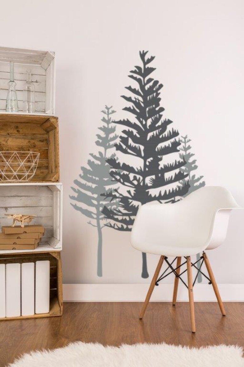 Tree Wall Decal Rustic Wall Decor Woodland Wall Decor Pine Etsy