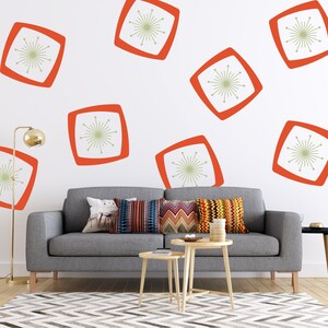 Stylish Mid Century Wall Decals - Retro Design Decor, Modern Wall Decor for Renters, Home Staging Decor, Geometric Decals