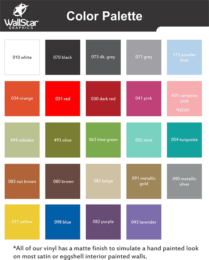Vinyl wall decal color palette by Wall Star Graphics.
