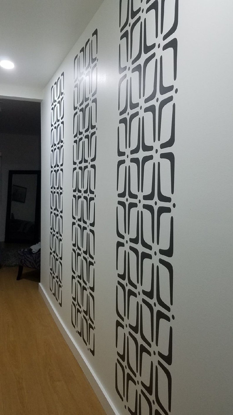 Mid Century Wall Decals, Geometric Pattern, Retro Wall Art, Modern Wall Decal, Removable Vinyl Wall Decal, Mid Mod Interiors Dark Grey