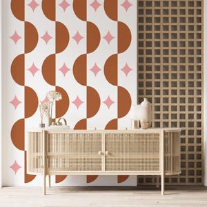 Retro Pattern Wall Decals - Half Circles and Atomic Stars, Vinyl Decor for Modern Interiors, Boho Room Decor, Mid Century Style Nursery