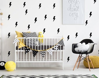 Lightning Bolt Decal, Modern Wall Decals, Removable Nursery Decor, Playful Wall Decor for Kids