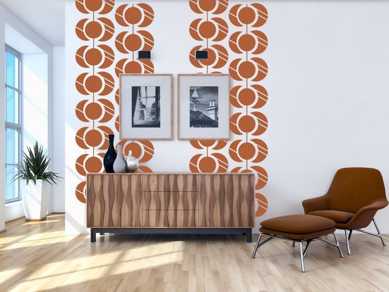 Mid Century Wall Decals Geometric Wall Decal Removable Wall Etsy