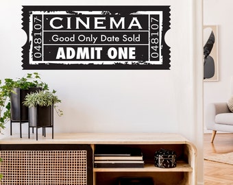 Movie Ticket Wall Decal, Cinema Wall Decal, Theater Wall Decor, Concert Ticket Decals, Ticket Stub Wall Decor, Film Festival Decor