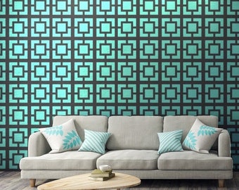 Mid Century Modern Breeze Block Decals - Removable Geometric Retro Decor