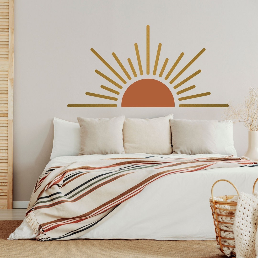 Boho Sun Wall Decal Mid Century Sunrise Decals Removable - Etsy