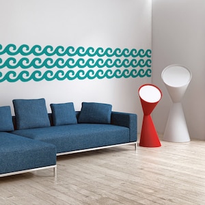 Beach Waves Wall Decal - Coastal Vibes Themed Home Decor, Seaside Waves Pattern Decal, Retro Beach House Decor, Nautical Nursery Decal