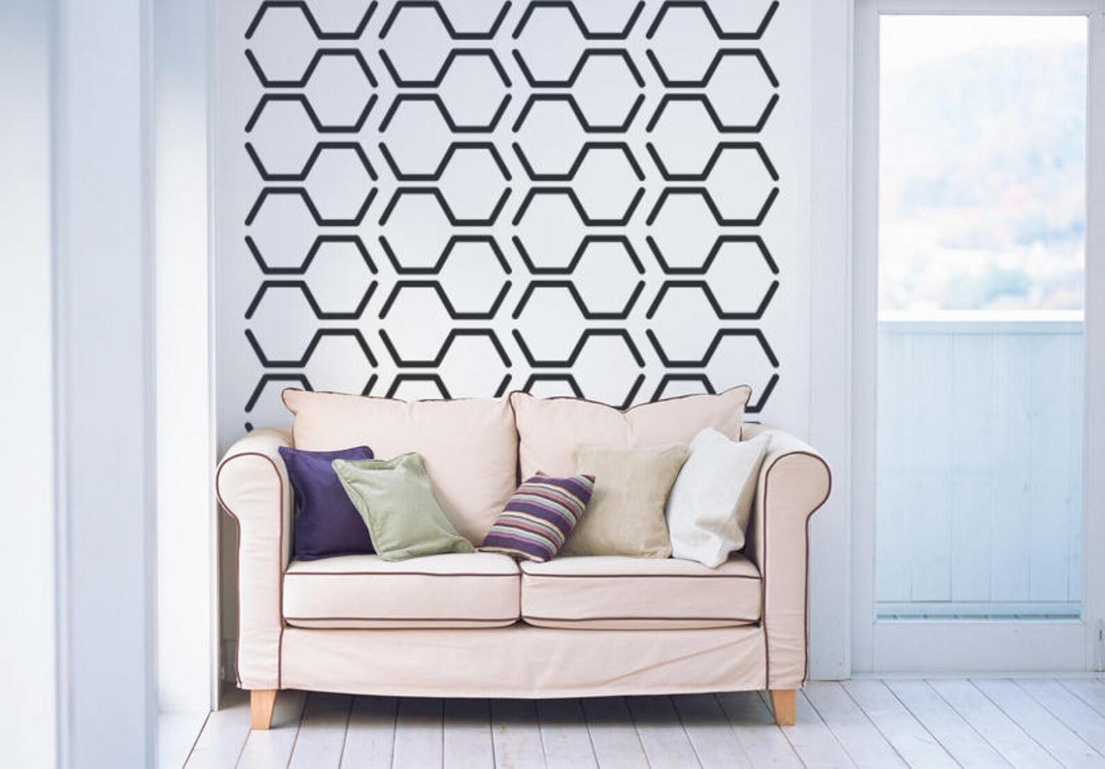Hexagon Wall Decal Hexagon Wall Art Geometric Wall Decal Etsy Norway