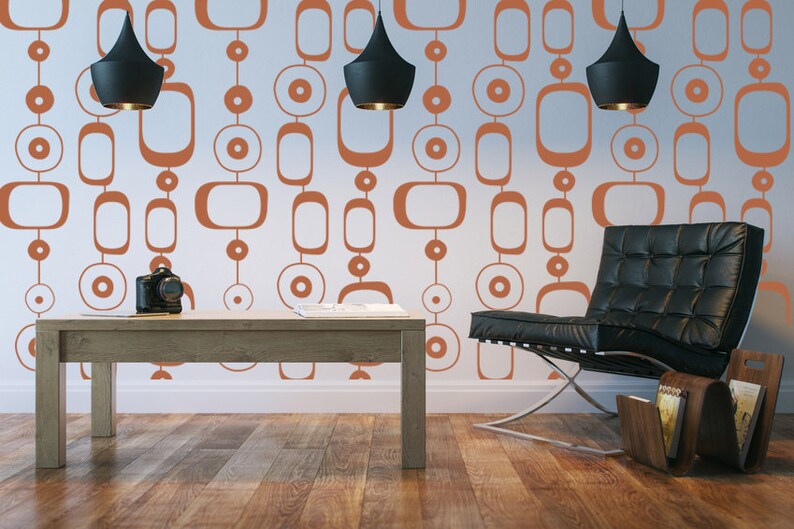 Mid Century Modern Wall Decal Geometric Nursery Decor Retro Apartment Chain Pattern