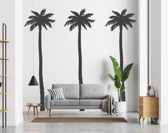 Large Palm Tree Silhouette Wall Decal - Removable Tropical Decor