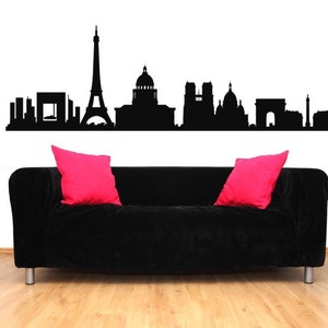 Paris Skyline Wall Decal, Eiffel Tower Wall Decor, Cityscape Wall Decor, Travel Enthusiast Decal, Travel Agency Decor