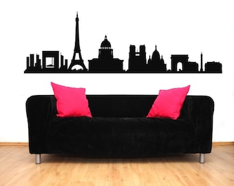 Paris Skyline Wall Decal - Eiffel Tower Cityscape (90x28)