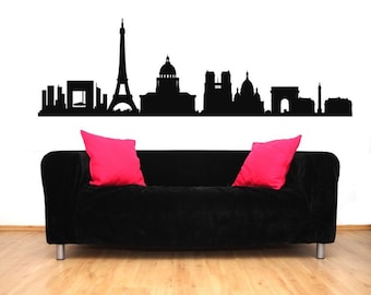 Paris Skyline Wall Decal, Eiffel Tower Wall Decor, Cityscape Wall Decor, Travel Enthusiast Decal, Travel Agency Decor