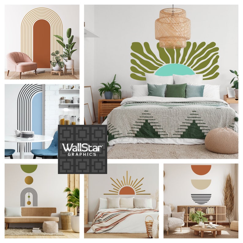 Half Arch Wall Decal - Geometric Wall Decals, Removable Boho Wall Decor ...
