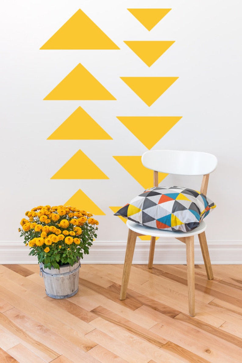 Triangle Wall Decal, Geometric Wall Decal, Nursery Wall Decals, Dorm Room Decor, Modern Wall Decor, Apartment Wall Decor, Triangle Decals image 1