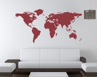 World Map Wall Decal, Removable Office Dorm Classroom Decorations, Gifts for the World Traveler, Wanderlust Decal, Nursery Wall Decal