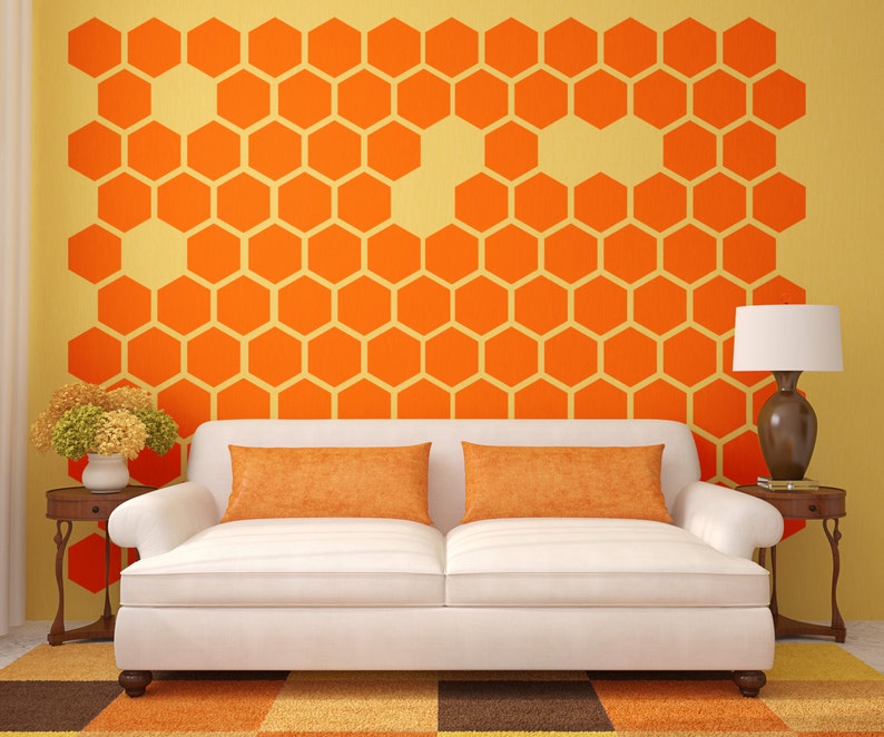 Hexagon Wall Decal Wall Decal Geometric Wall Etsy