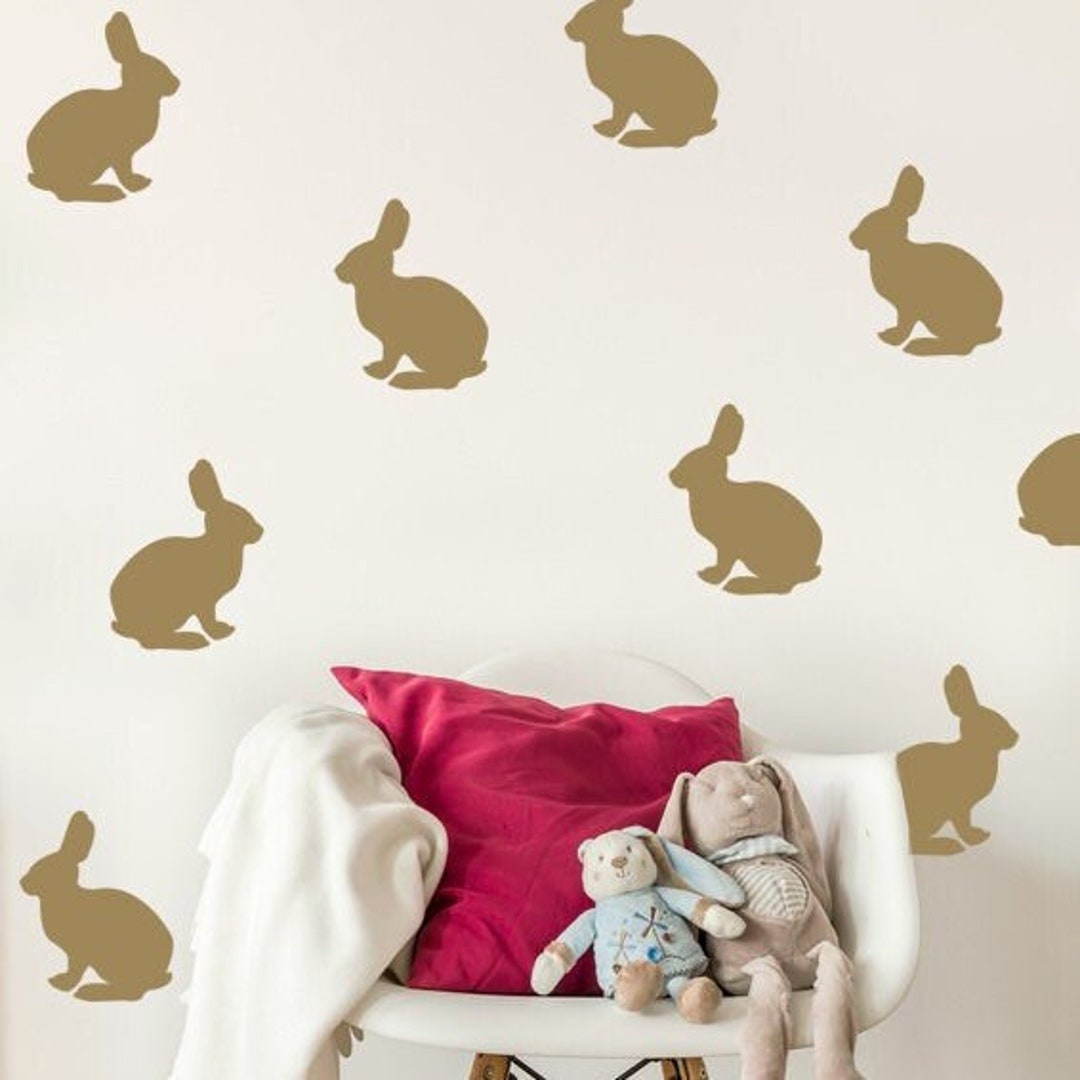 Bunny Rabbit Wall Decals - Nursery Decor, Easter Decorations (set of 42 ...