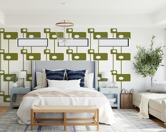 Mid Century Modern Decor Geometric Wall Decal - Removable Vinyl Retro Atomic Pattern