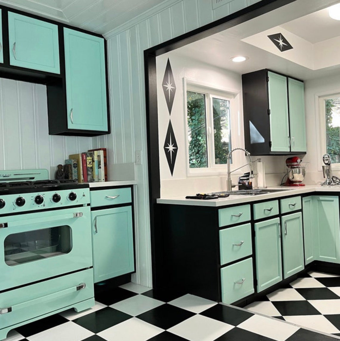 Atomic Star Wall Decal Retro Starburst Wall Decals Mid Etsy